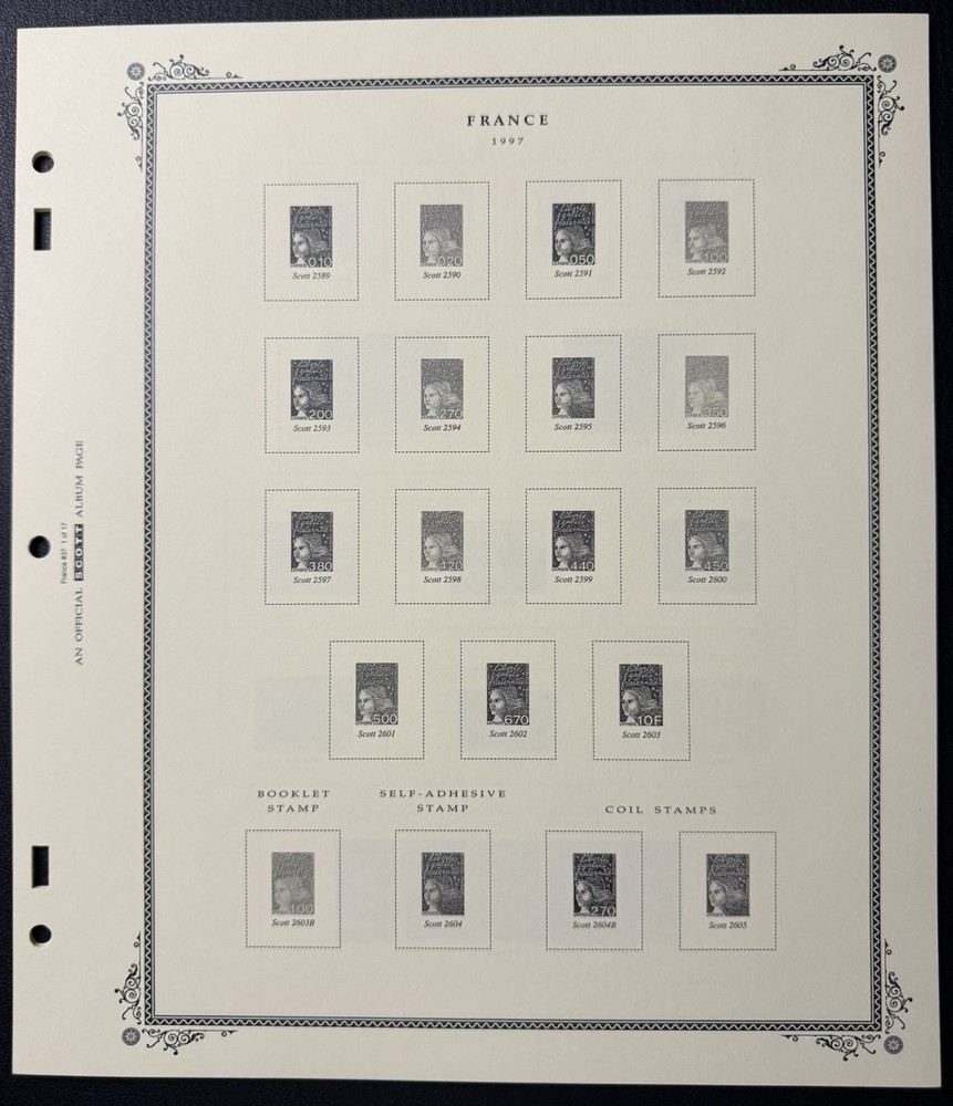 Scott France Stamp Album Supplement #37 Pages 1 - 17 - No Stamps