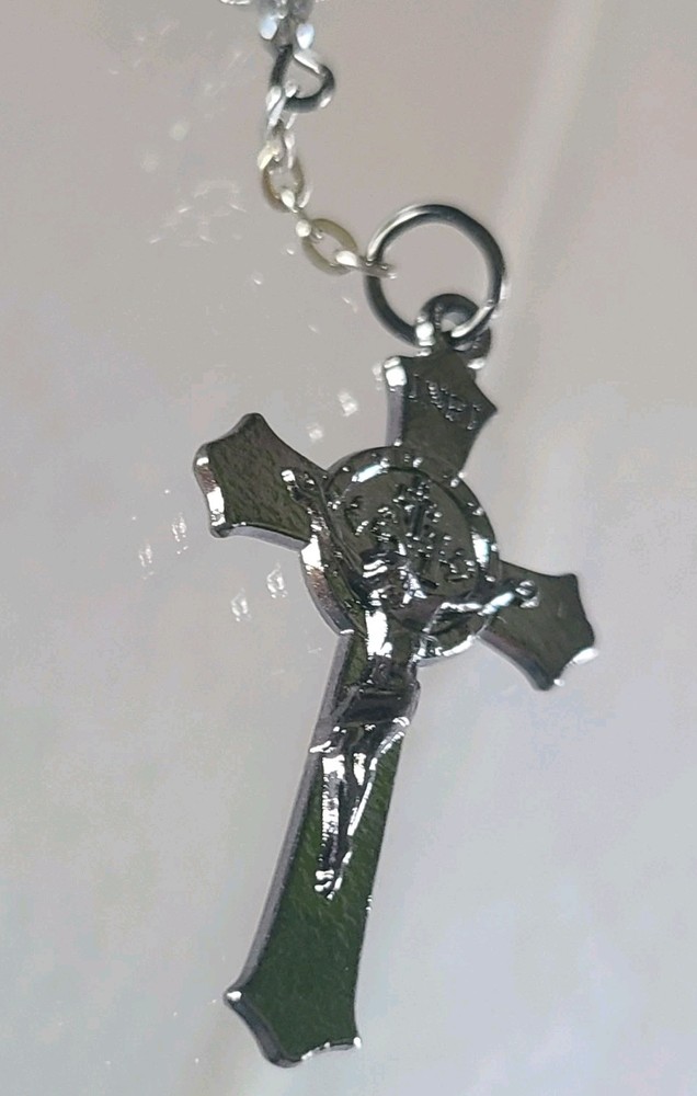 Handmade Single Decade PRAYER BEADS Black Faceted cut Glass beads Silver tone