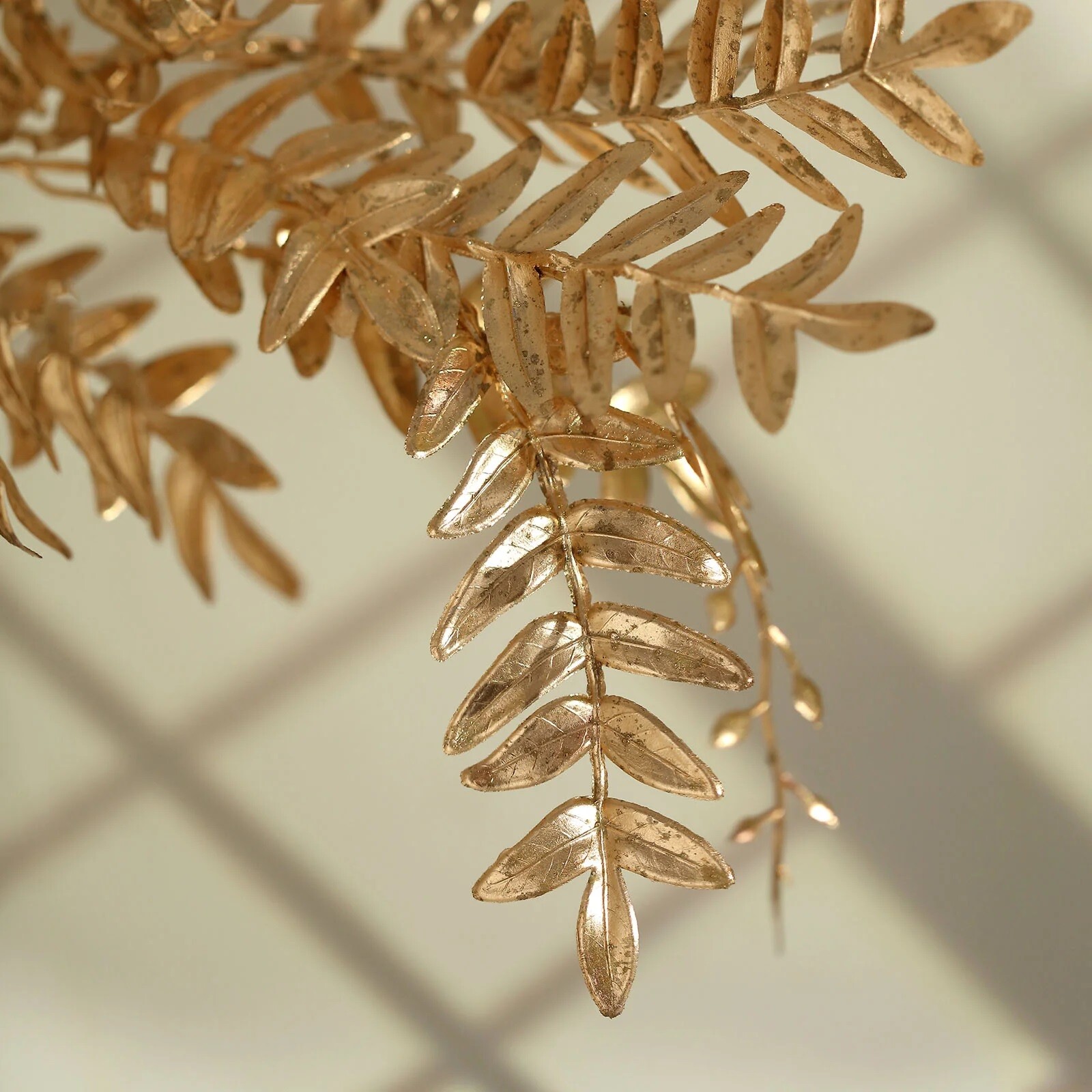 GOLD 2 Metallic 21" Artificial Fern LEAF Branches Faux Foliage Stems Party Event