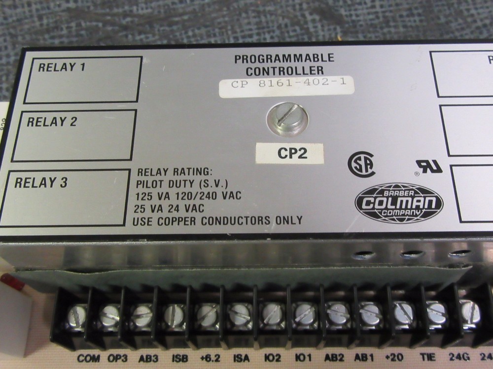 BARBER COLMAN PROGRAMMABLE CONTROLLER MODEL: CP8161-402-1 **WARRANTY**