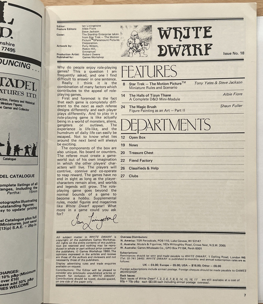 White Dwarf #18 (7.5) Solid Copy