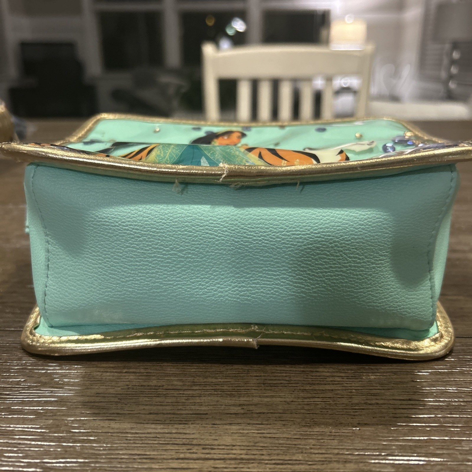 Disney Jasmine & Rajah Beautiful Crossbody Bag Danielle Nicole Teal Sparkle EUC