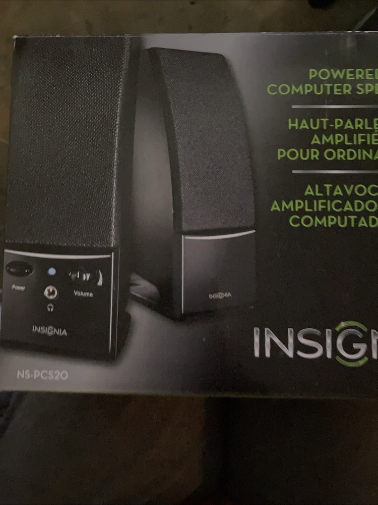 INSIGNIA NS-PCS20 POWERED COMPUTER LAPTOP MULTIMEDIA STEREO SPEAKERS TESTED/WORK