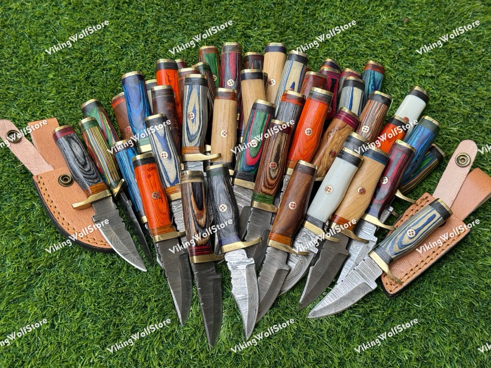 20 Pcs of CUSTOM HANDMADE 6"inch DAMASCUS STEEL CAMPING & HUNTING KNIVE FROM USA