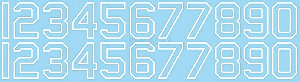 Start Numbers White 25mm 1:18 Decal Decals