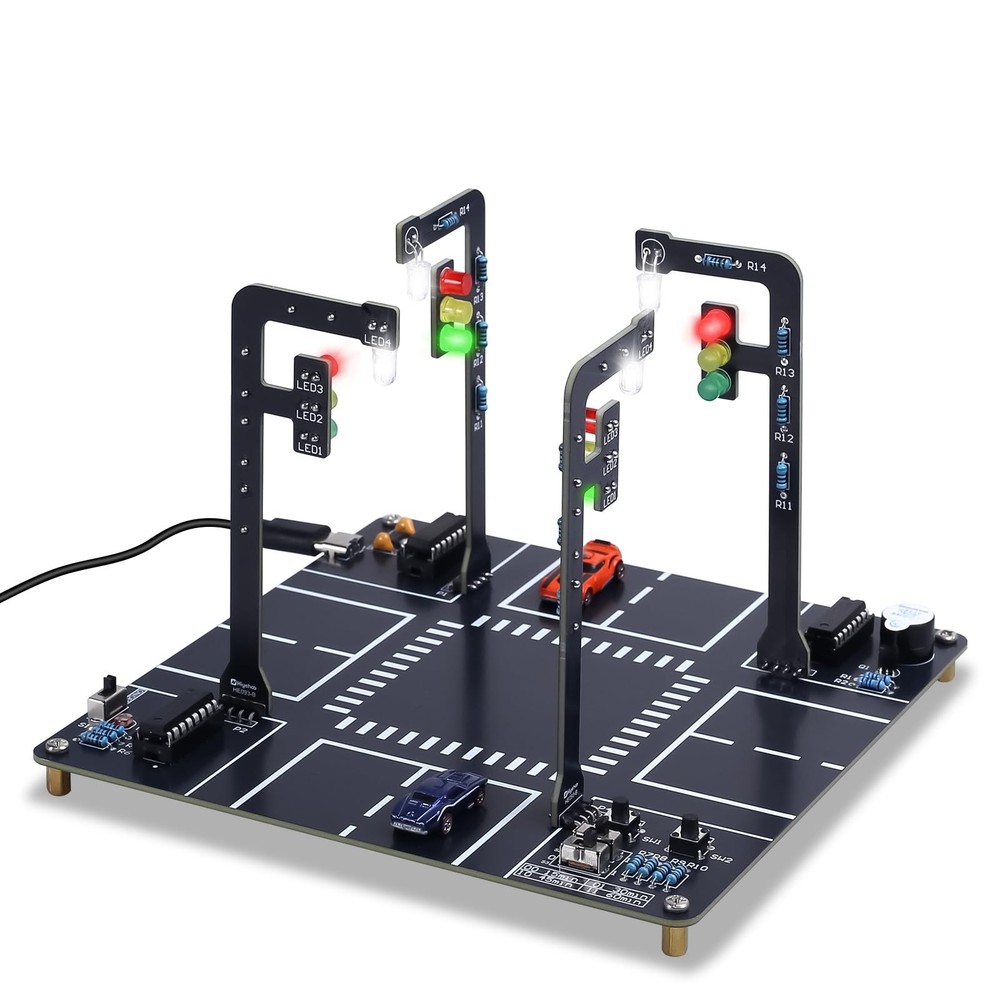 LED Traffic Light Soldering Kit, STEM Educational Electronics Project with So...