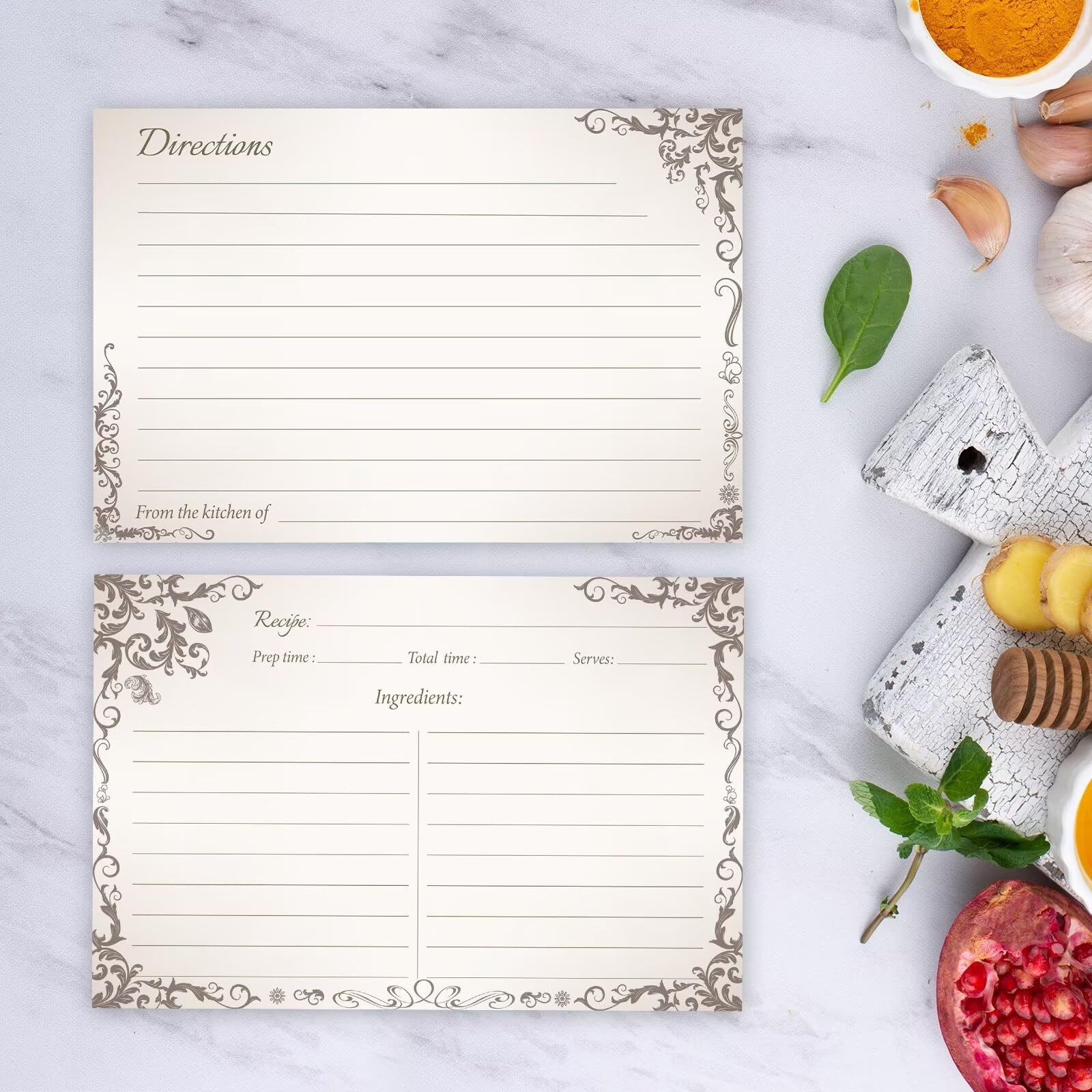 4x6 Blank Recipe Cards 60Pack Line Art Design for Cooking, Bridal Showers, W...