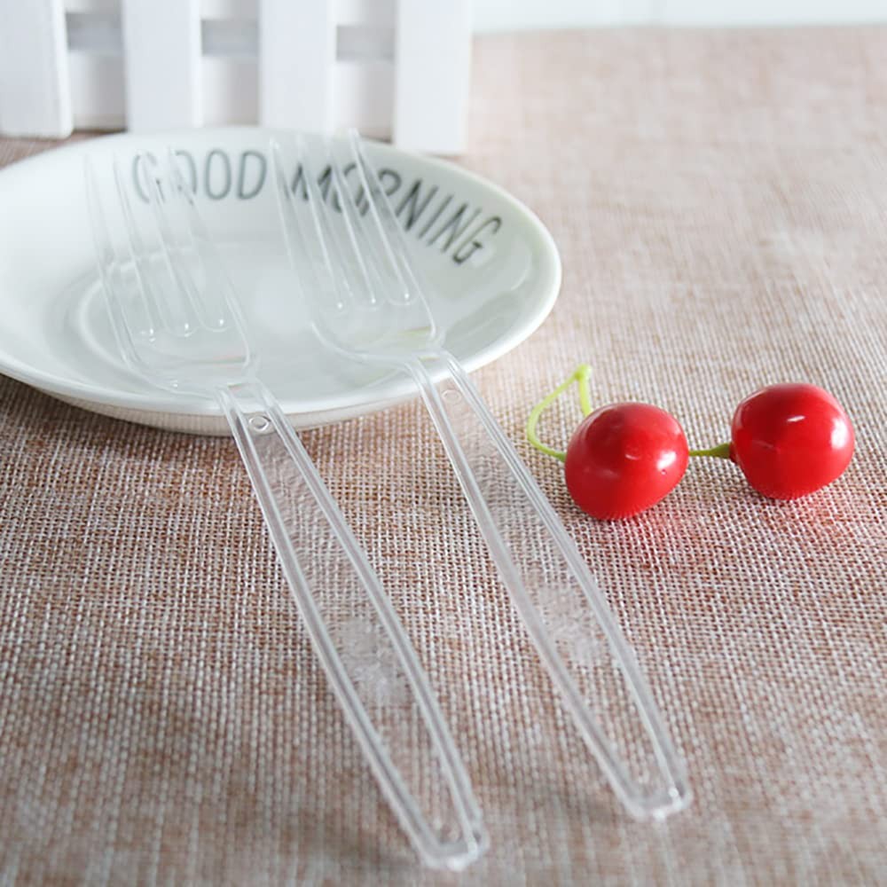 MOACOCK 100 Count Plastic Silverware, Heavy Weight Forks L, Clear