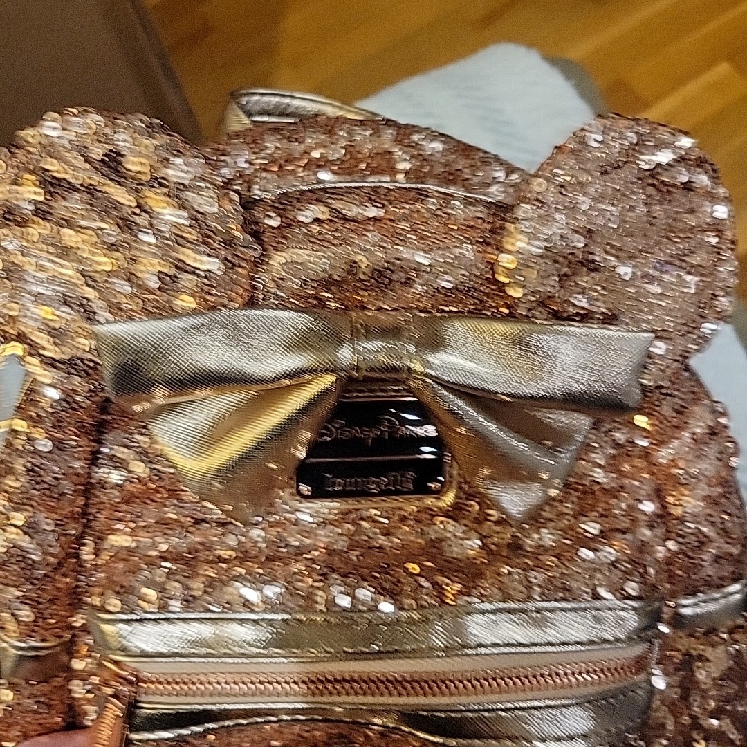 Disney Parks Minnie Mouse Sequin Mini Backpack Rose Gold Clean