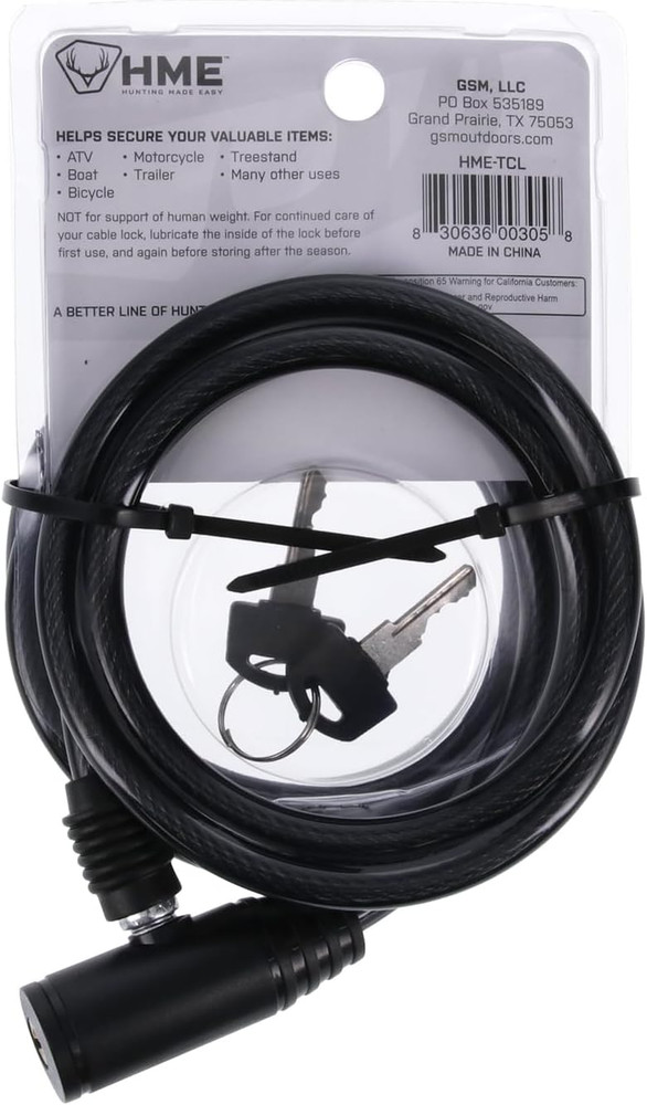 6ft Tree Stand Cable Lock with 2 Keys