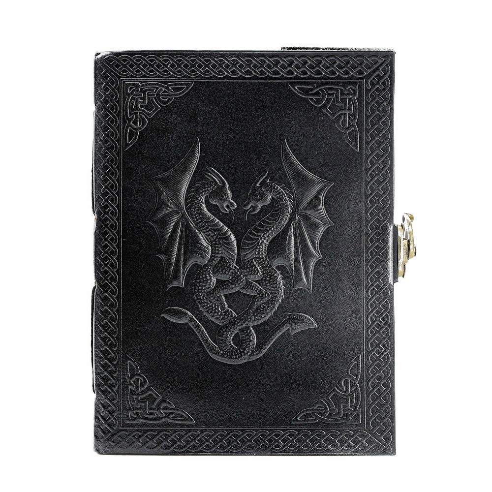 Handmade Leather Double Dragon Journal/Writing Notebook Diary/unlined paper gift
