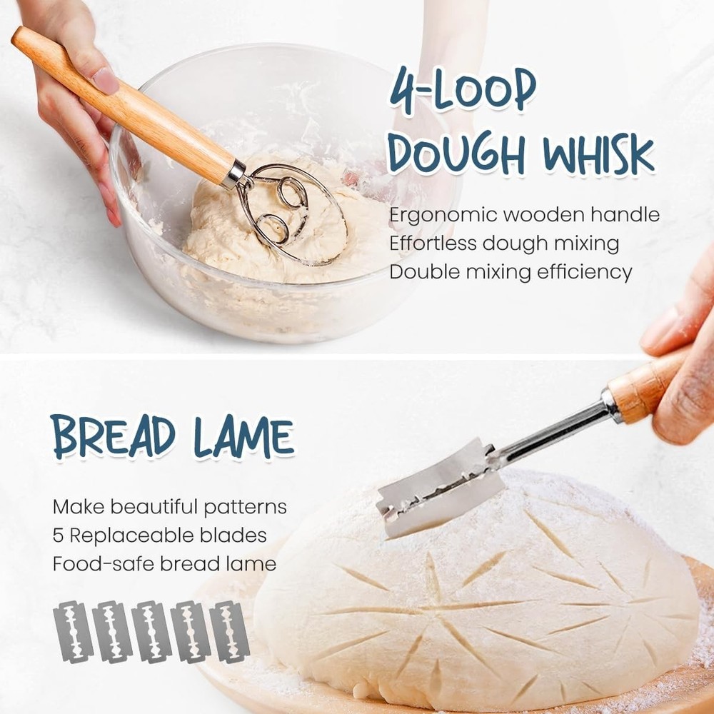 Dough Proofing Basket Set for Perfect Sourdough - Includes Baking Essentials