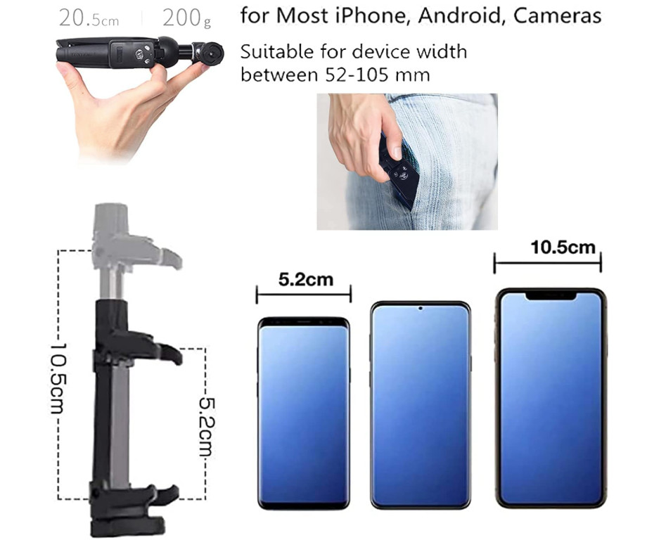 Tripod Monopod Selfie Stick, Long Extendable with Wireless Remote Shutter Contro