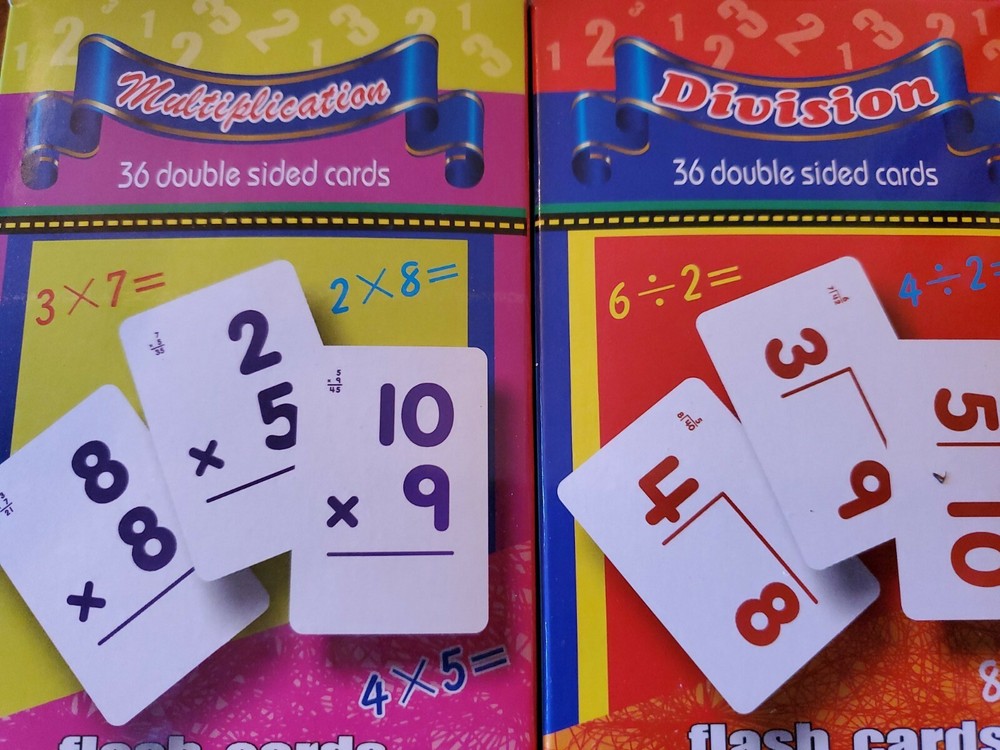Multiplication & Division Flash Cards Set of 2 boxes ea w/ 36 Double SIDED Math