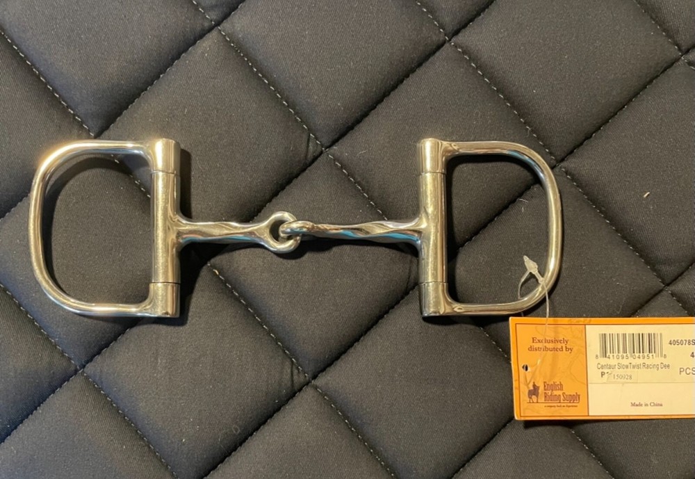 Centaur D-Ring Slow Twist Stainless Steel Jointed Snaffle Pony Bit 4”