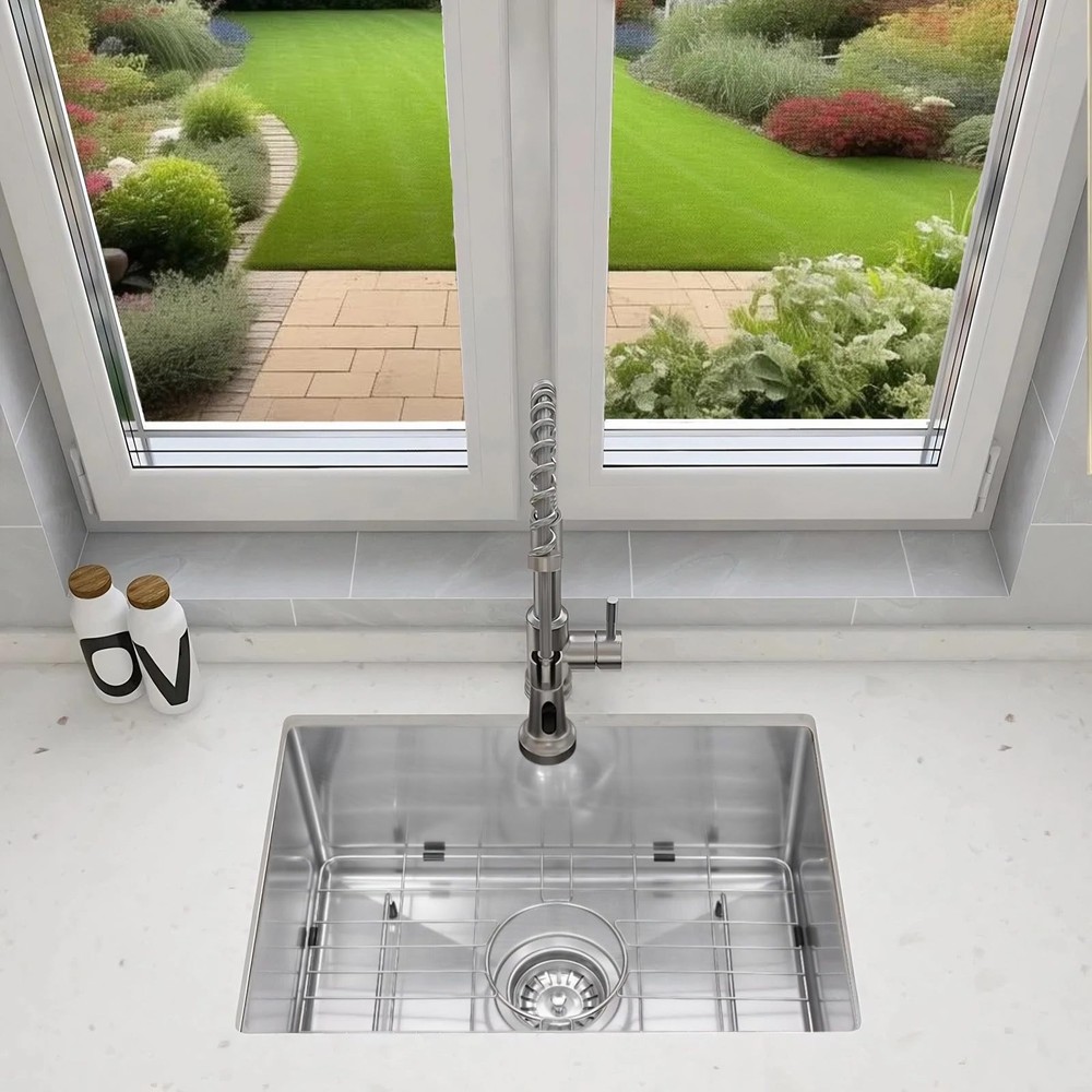 Beleeb Undermount Kitchen Sink 20"x16", 9" Basin Depth, 3D Embossed