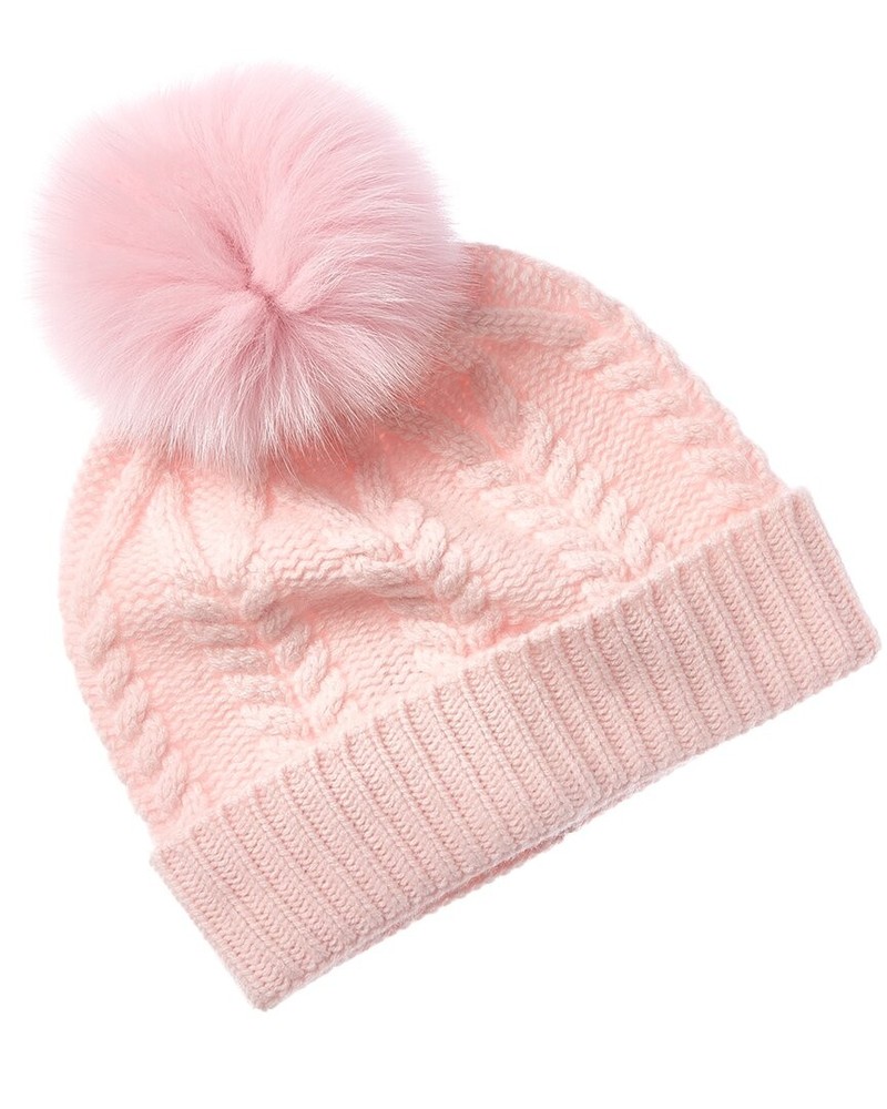 Sofiacashmere Chunky Cable Cashmere Hat Women's Pink