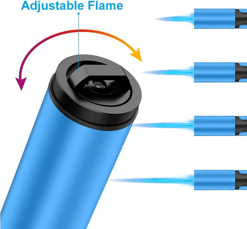 Torch Lighters 2 Pack Adjustable Jet Flame Butane Lighter, Refillable Gas Torch