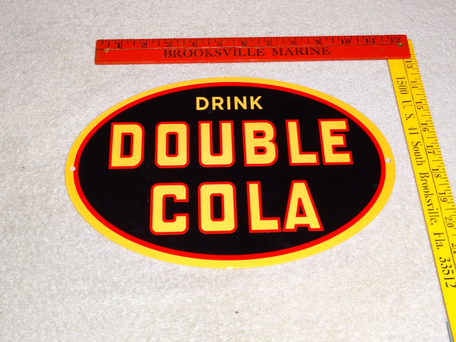 VINTAGE DRINK DOUBLE COLA SODA POP 12" METAL COCA GASOLINE OIL ADVERTISING SIGN!
