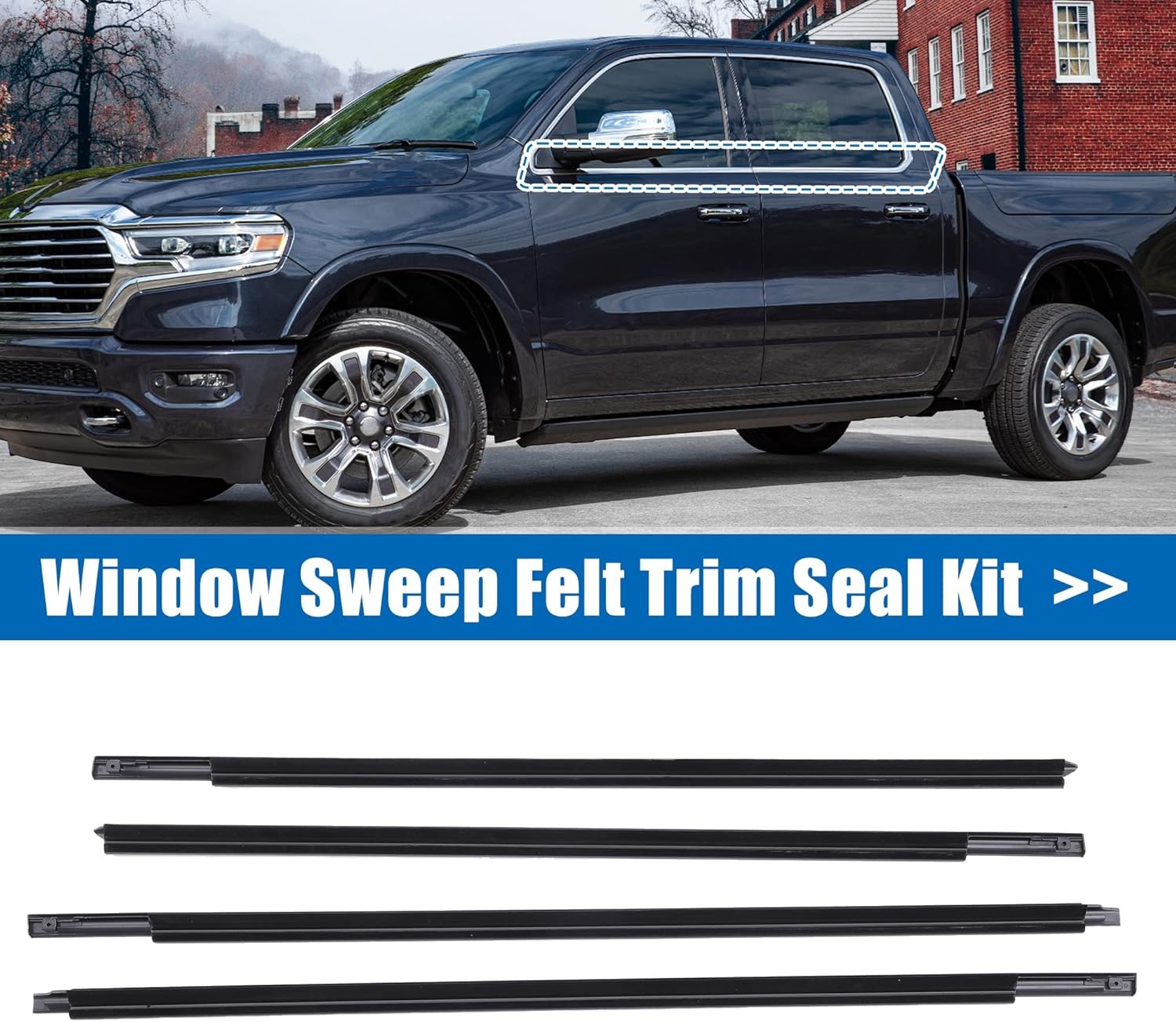 4pcs Weatherstrip Window Trim Seal Belt Car Outside Window Seal Belt for 1500