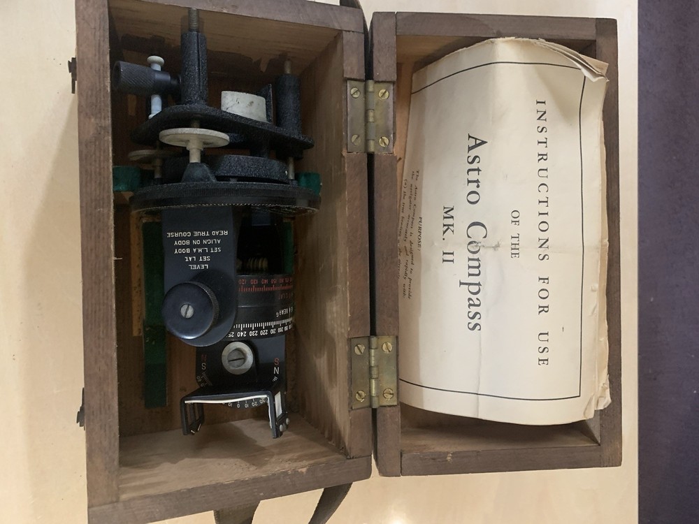 WWII Bomber Astro Compass With Original Case And Instructions For Use.