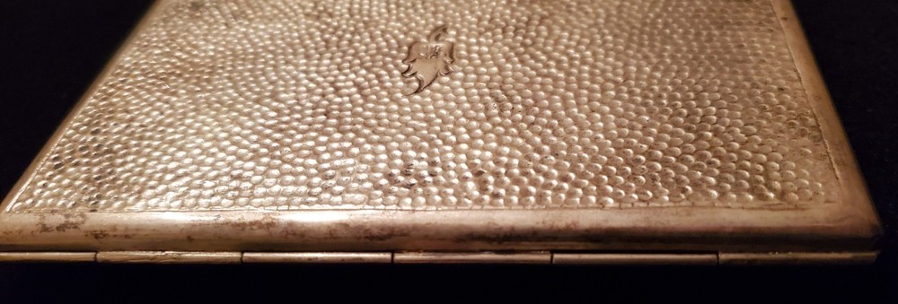Antique 800 Silver Thistle Design Repousse Hammered Cigarette Case