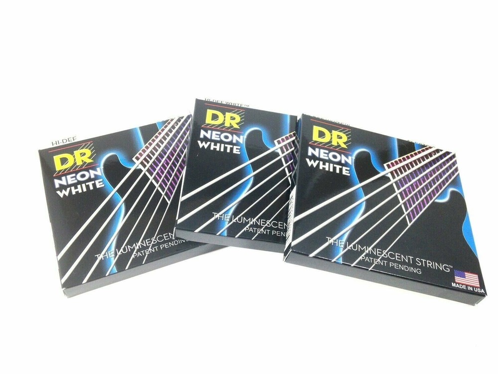 DR Strings Guitar Strings 3 Sets Electric Neon White 10-46 Medium