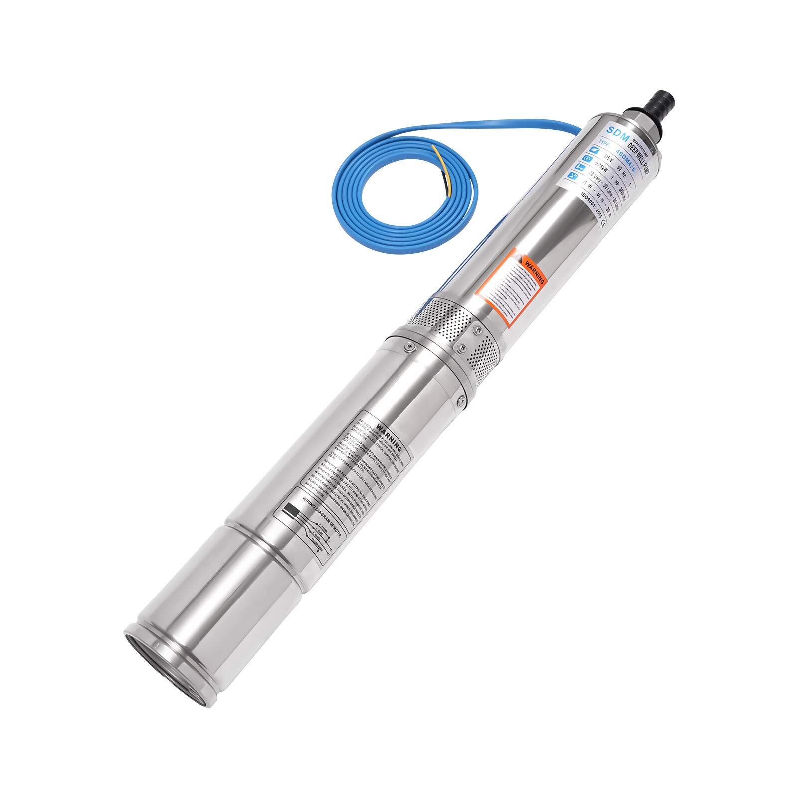 1.0 HP Water Well Pump Stainless Steel Deep Well Submersible Pump 3420RPM 750W!