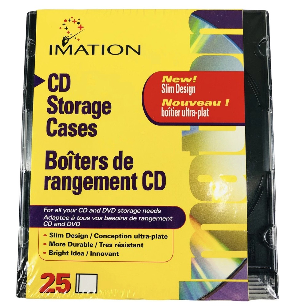 Imation CD/DVD Storage Cases 25 Count Slim Design Storage - New Sealed