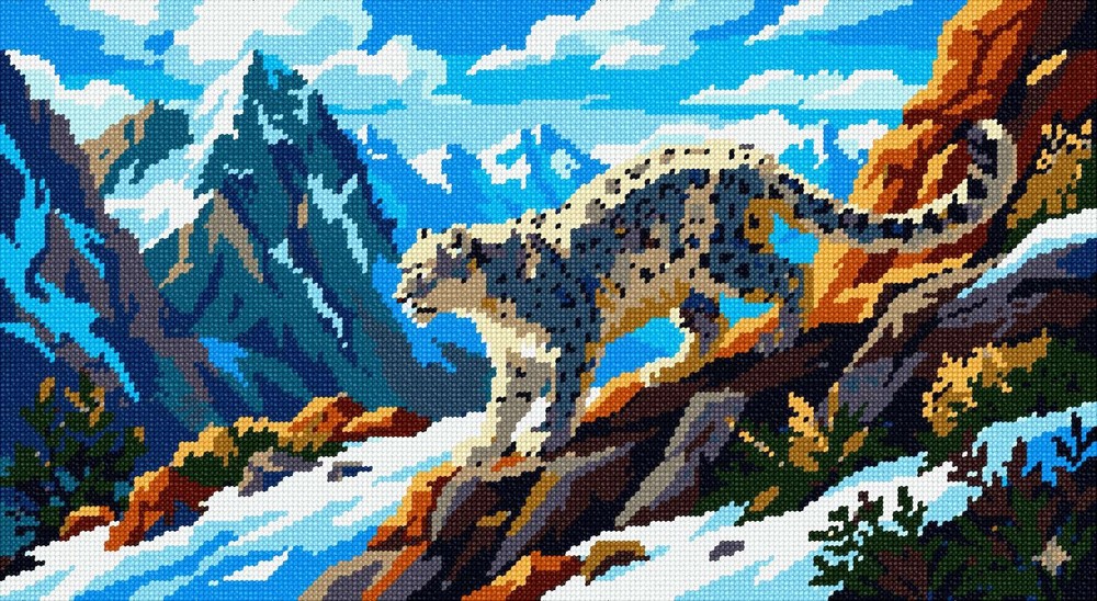 Snow Leopard Needlepoint Kit or Canvas