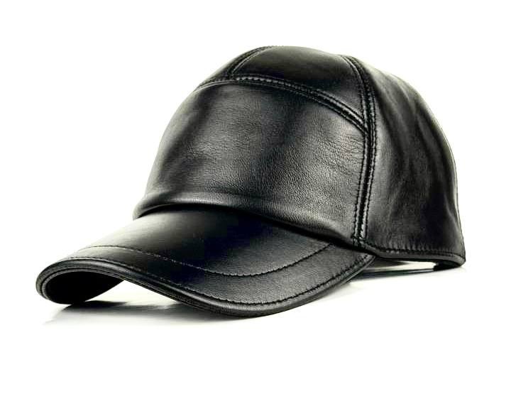 Men's Genuine Leather Solid Baseball Ball Cap Adjustable Hat