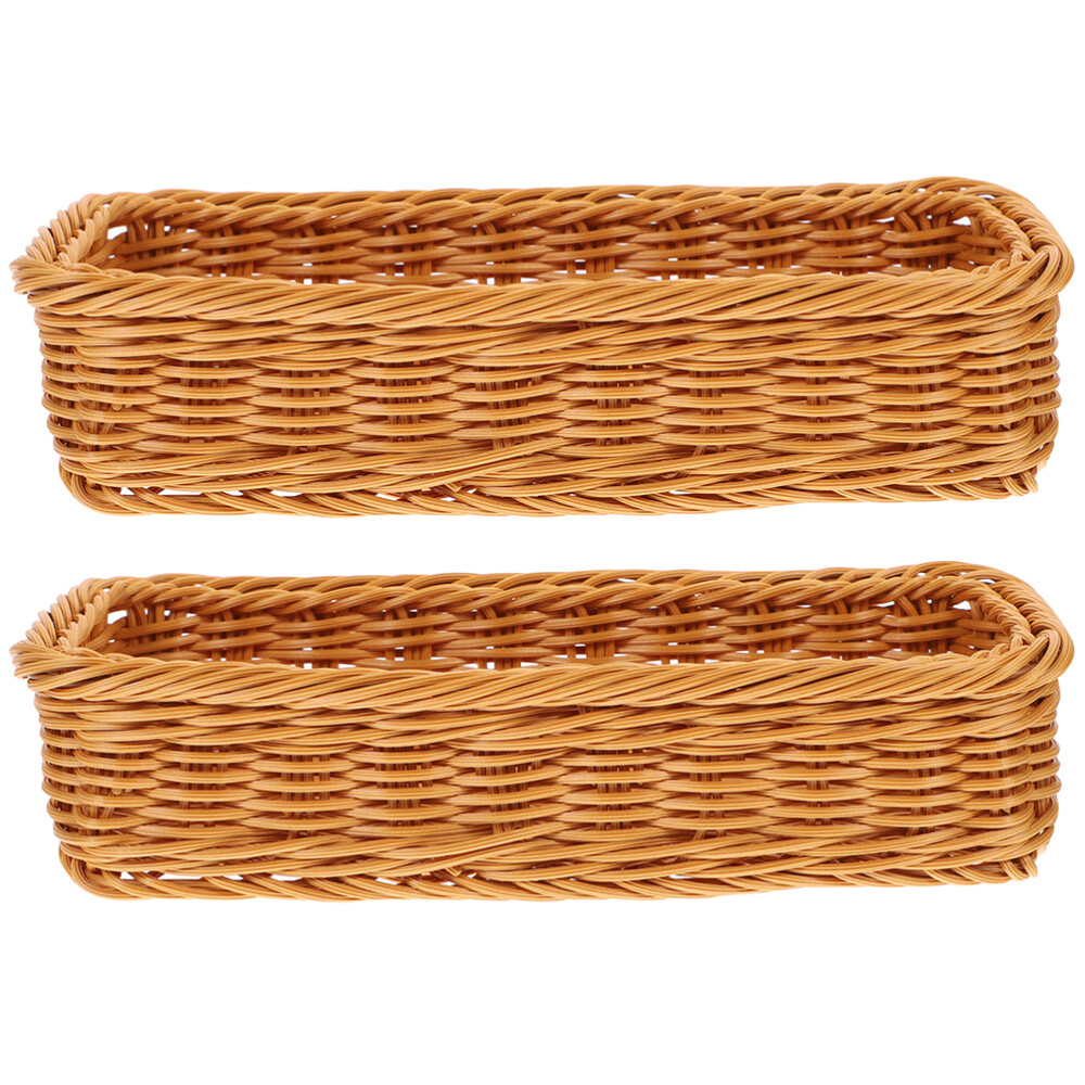 2Pcs Wicker Basket Small Narrow Woven Storage Baskets Kitchen Box