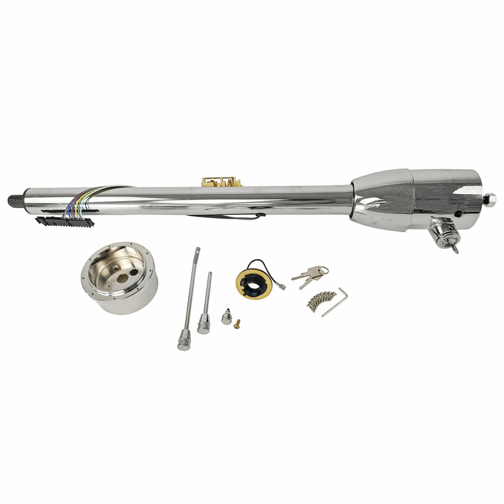 32" Chrome Stainless Steering Column Manual Floor Shift Ignition Key Fits GM