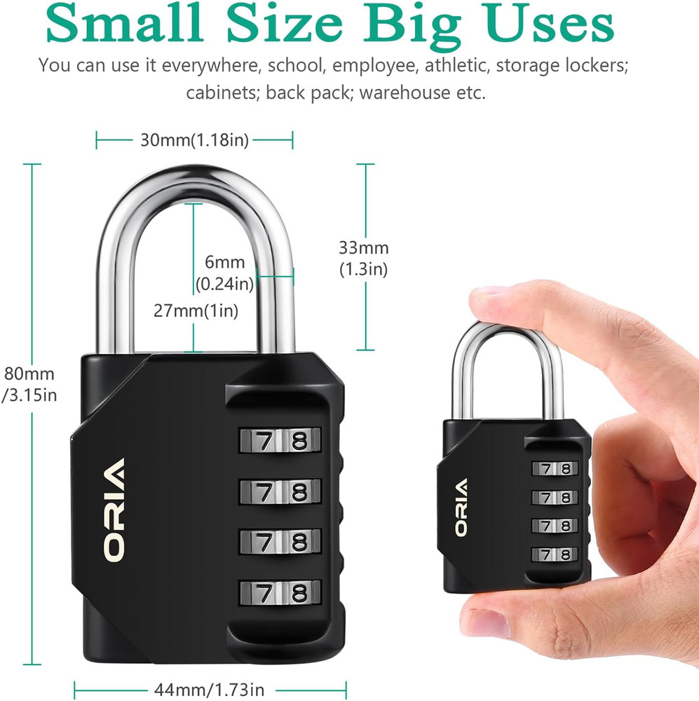 Combination Lock, 2 Pack Combination Padlock, 4-Digit Locker Lock, Waterproof...