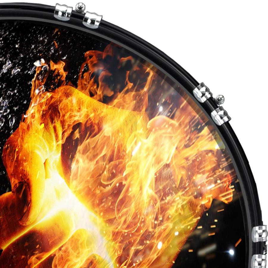 20" Custom Bass Kick Drum Front Head Graphical Fire and Ice