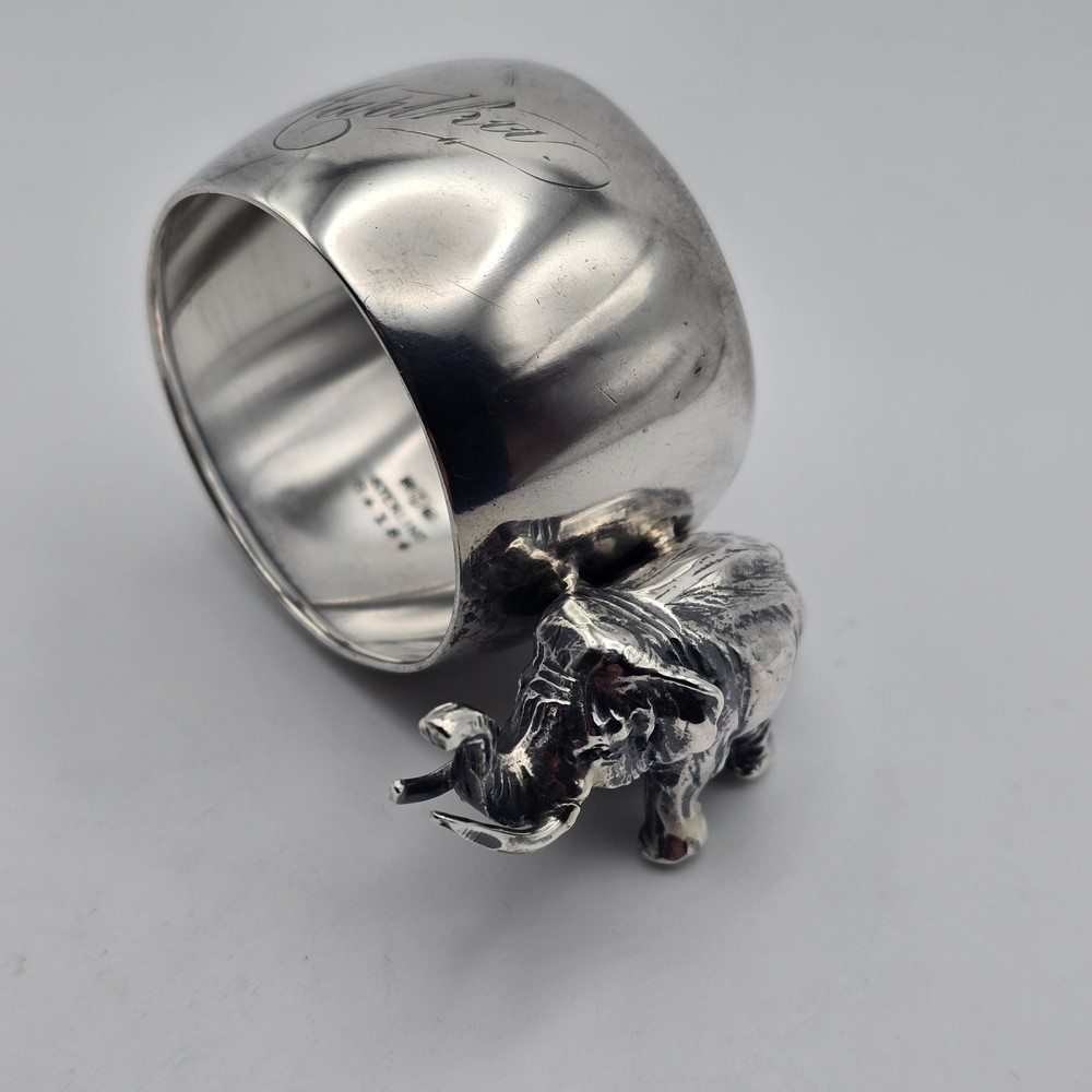Vintage Gorham 3D Elephant Sterling Silver Napkin Ring