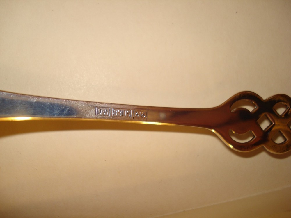 DAVID ANDERSEN SILVER 830S LARGE SERVING SPOON RINGEBU PAT.ORIGINAL BOX 46.6 G.
