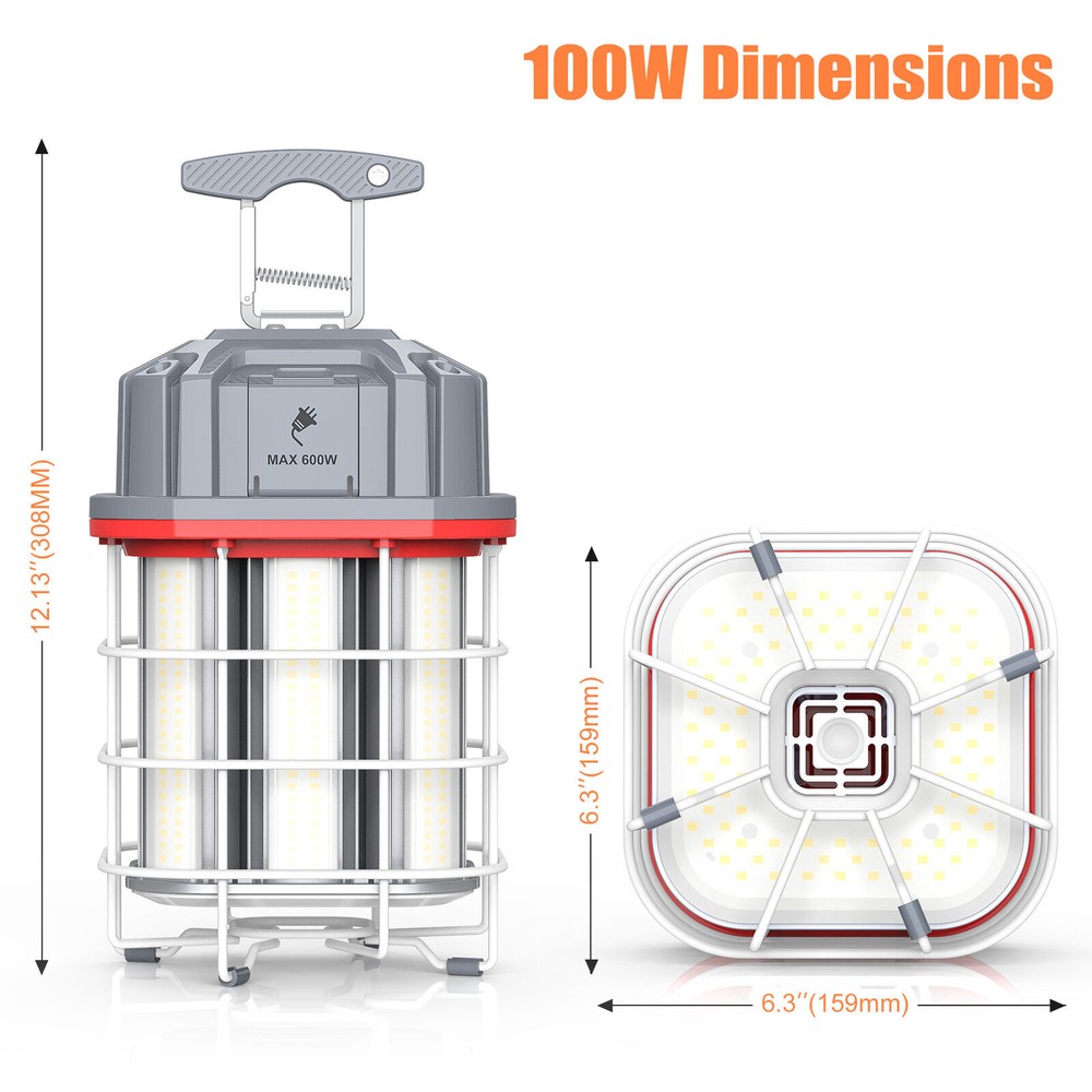 100W LED Temporary Work Light Hanging Construction Work Lights Plug for Job Site