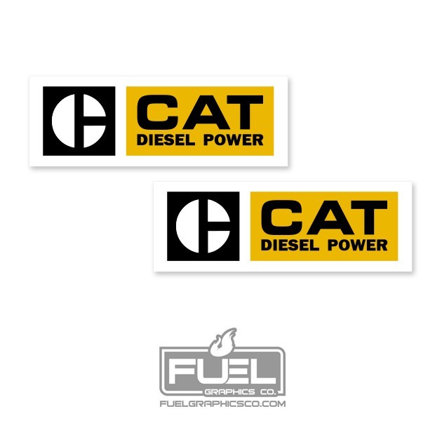 CAT Diesel Power Retro Premium Vinyl Decal 2-Pack - Construction Equipment