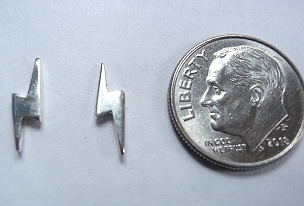 Lightning Bolt Stud Earrings 925 Sterling Silver