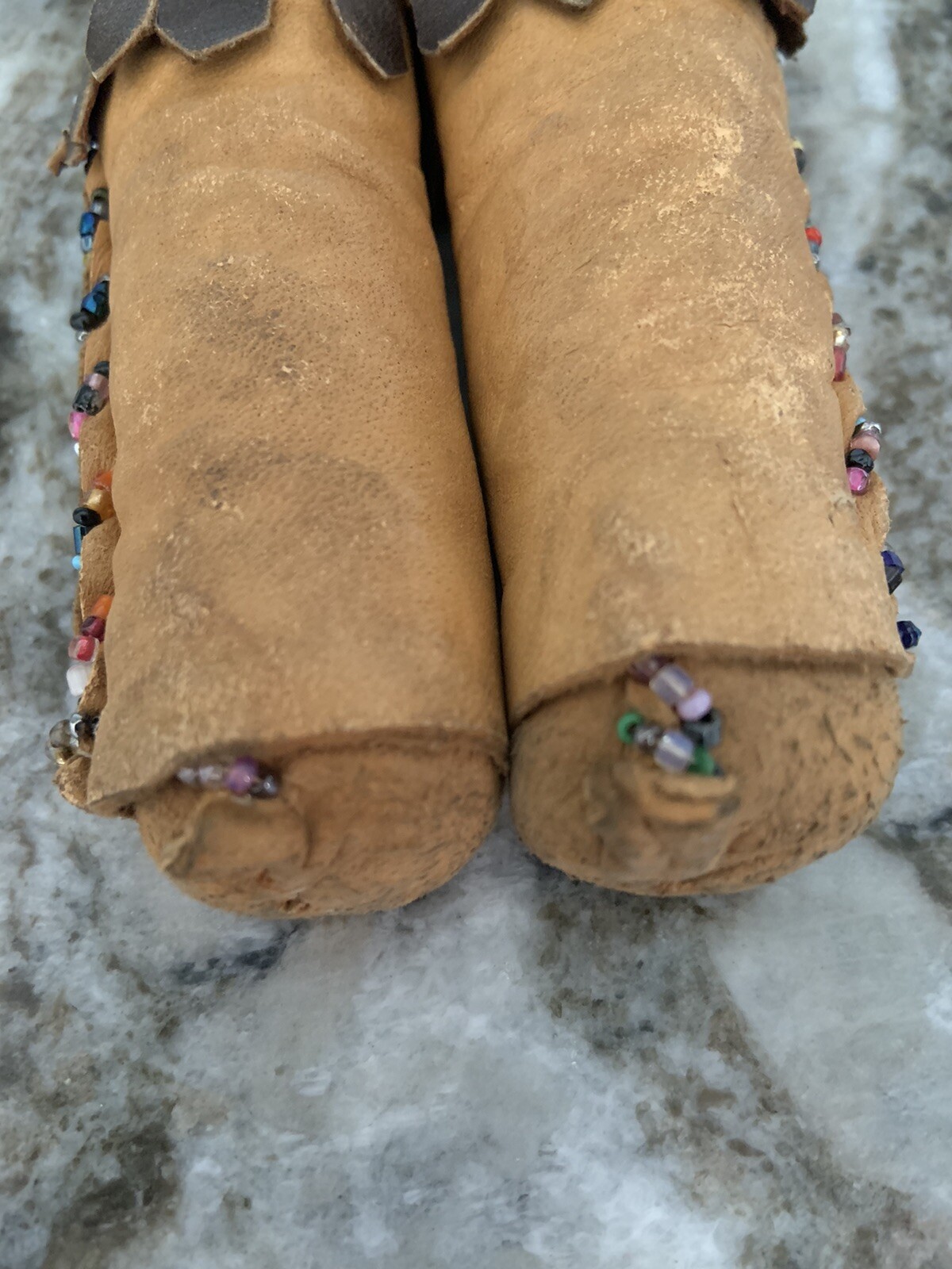 1900-1920 AMERICAN NAVAJO INDIAN HANDMADE 7-1/2” RAG DOLL DEERSKIN + BEADWORK