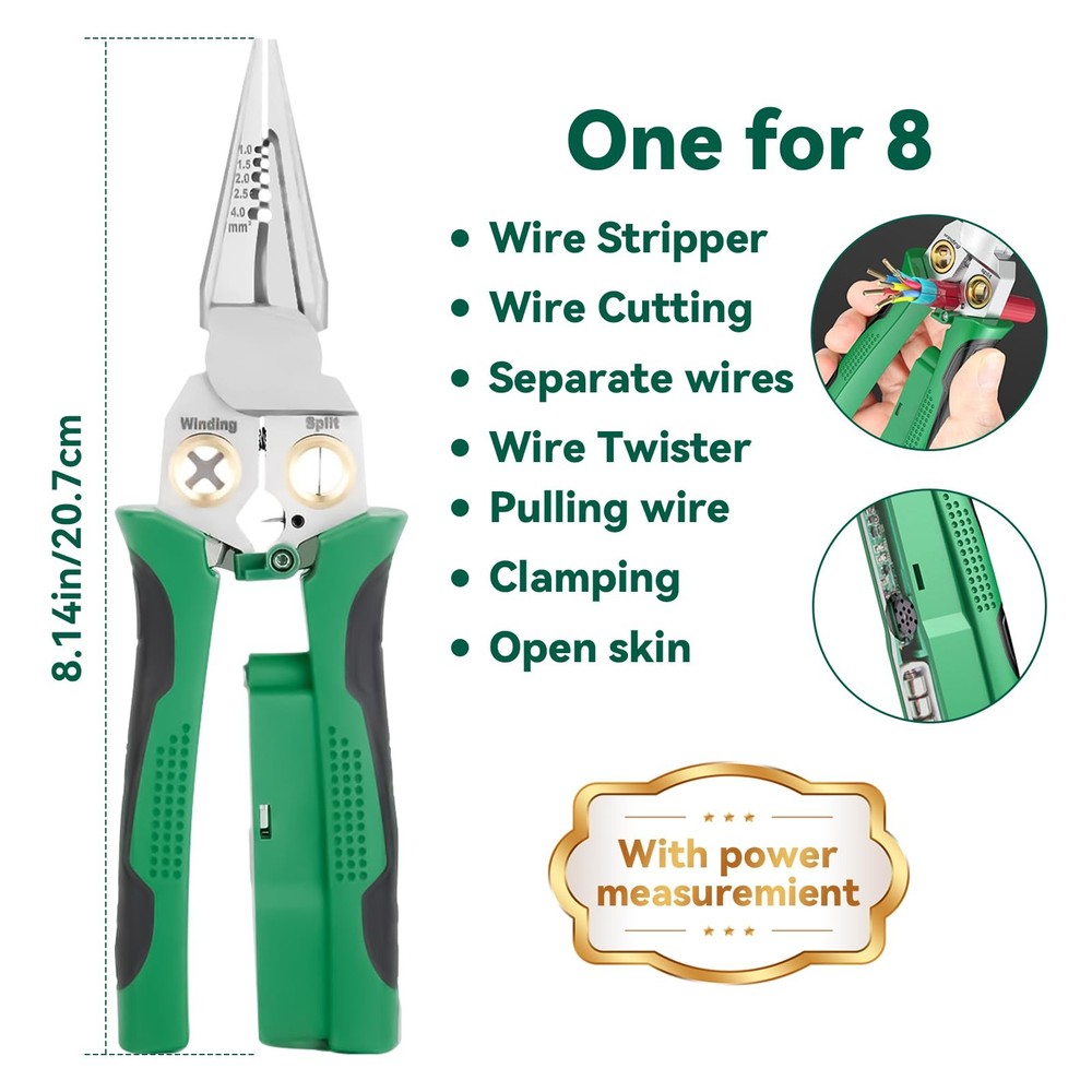 8 In 1 Wire Stripper With Voltage Tester, Multi-Function Electric Red