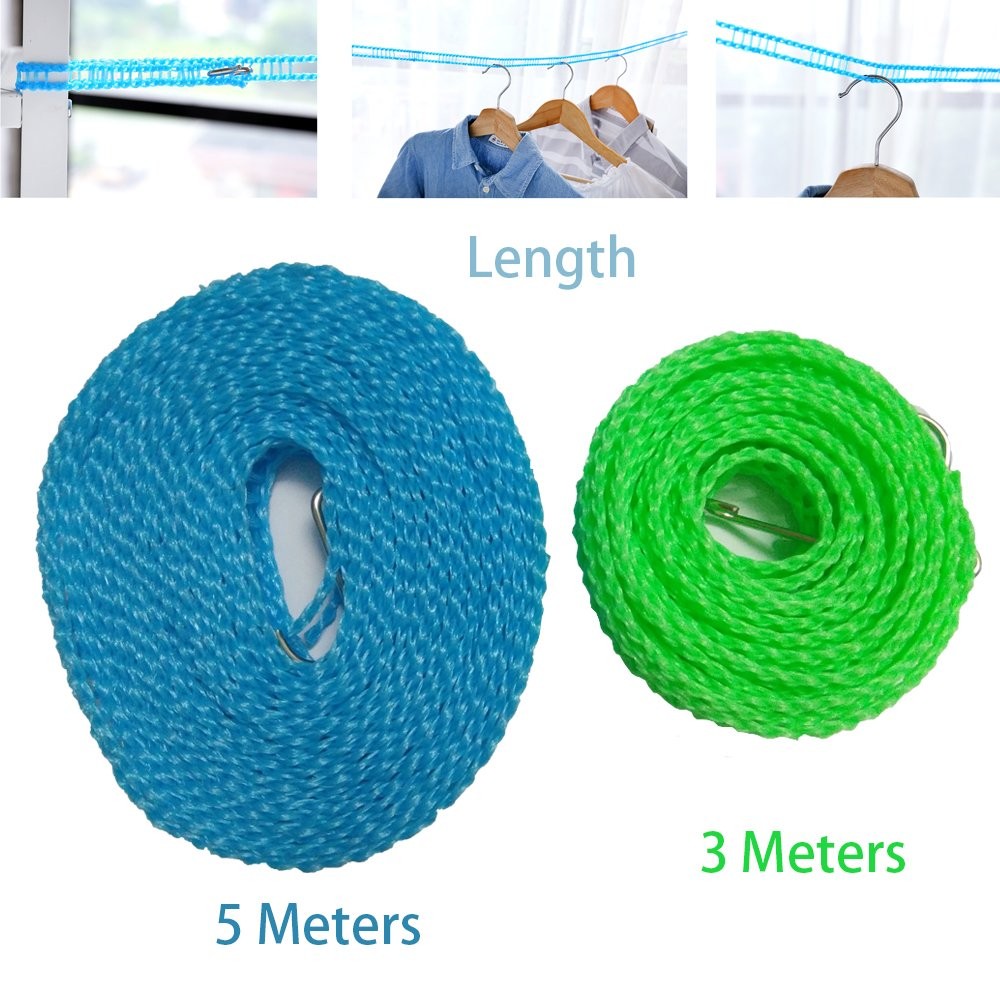 2 Pack Nylon Clothesline Windproof Clothes Drying Rope Medium, Random Color