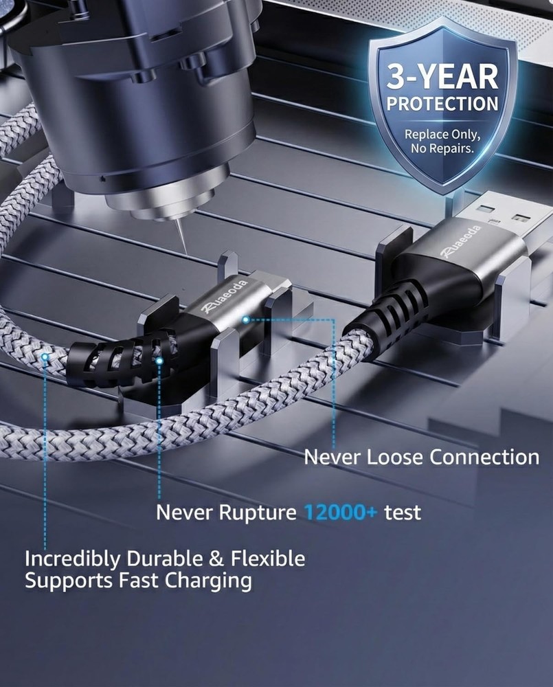 Durable Nylon Braided 6ft Micro USB Cable 2-Pack for Fast Charging Devices