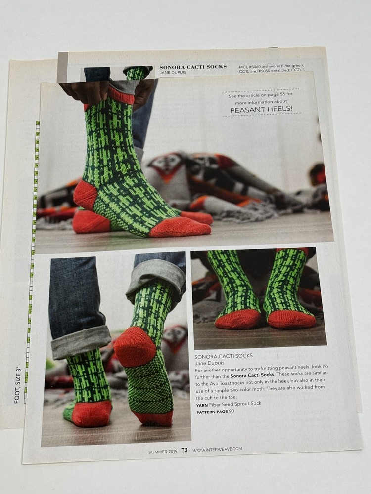 Sonora Cacti Socks Knitting Pattern Magazine Pages