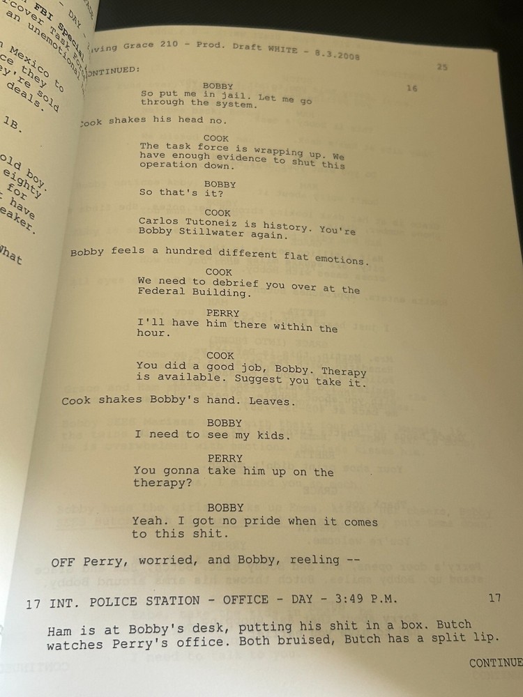 ORIGINAL SCRIPT SAVING GRACE TAKE ME SOMEWHERE EARL HOLLY HUNTER LEON RIPPY