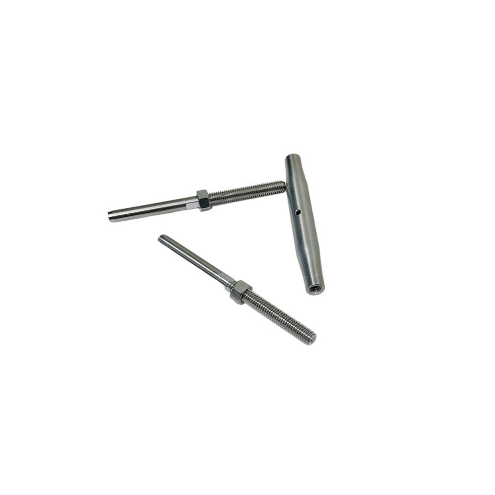 3/8" Thread Swage Stud & Stud Pipe Turnbuckle 1/4" Cable Stainless Steel