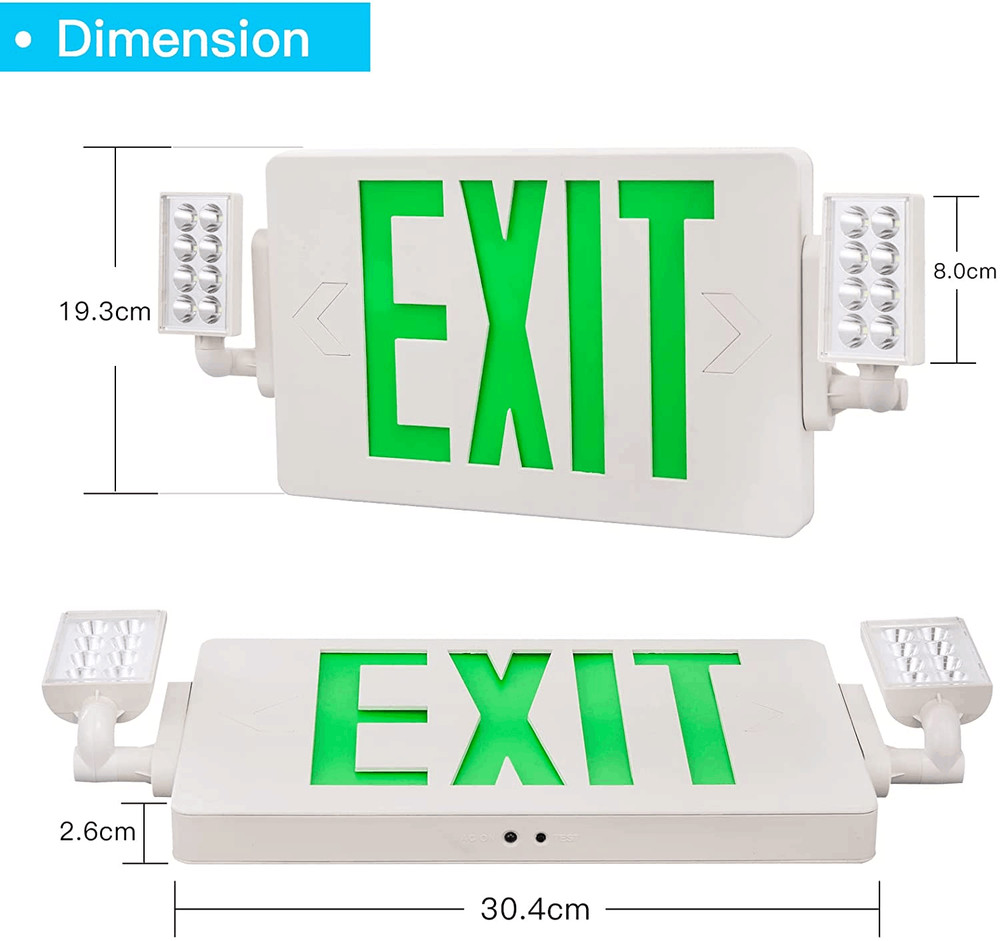 UL Listed 6 Packs Led Green Exit Sign with Battery Backup Combo Exit Lights.