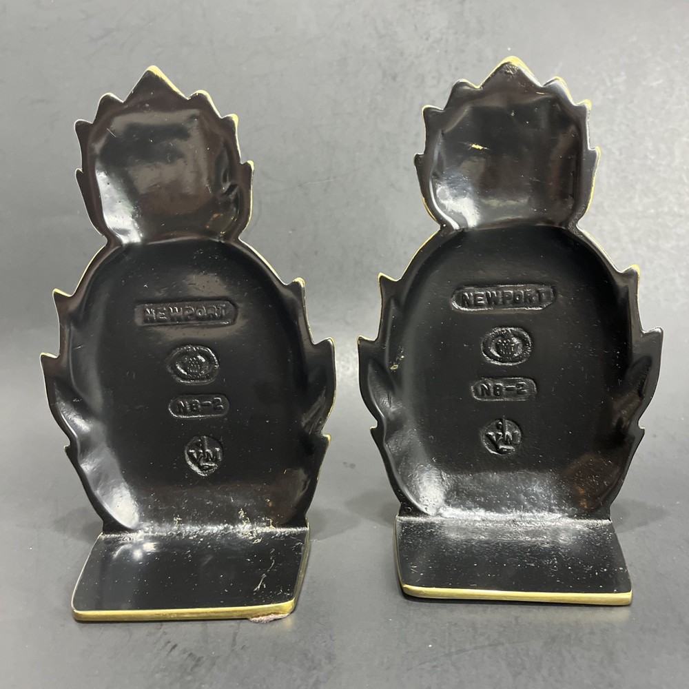 Vintage Brass Pineapple Bookends Pair Newport