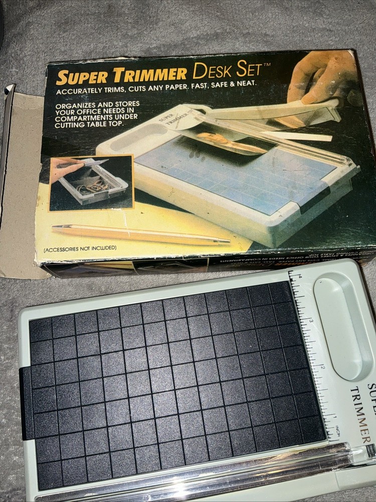 Super Trimmer Desk Set Paper Cutter storage compartment #252